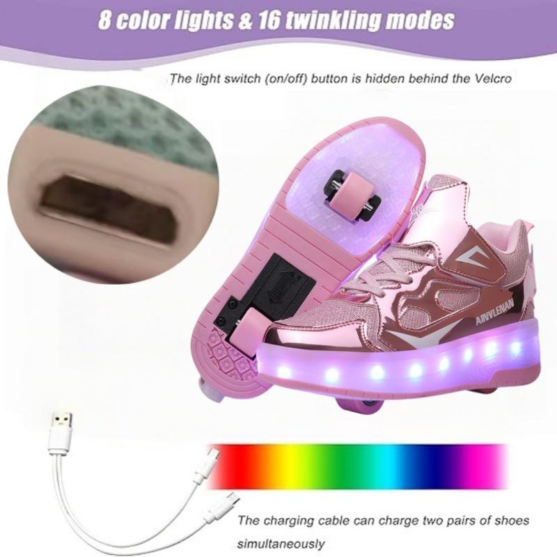 Wholesale Glowing Roller Skates Children's Teenage Rechargeable Ice Skates Bathtub Shoes Sneakers Sport and Leisure Footwear