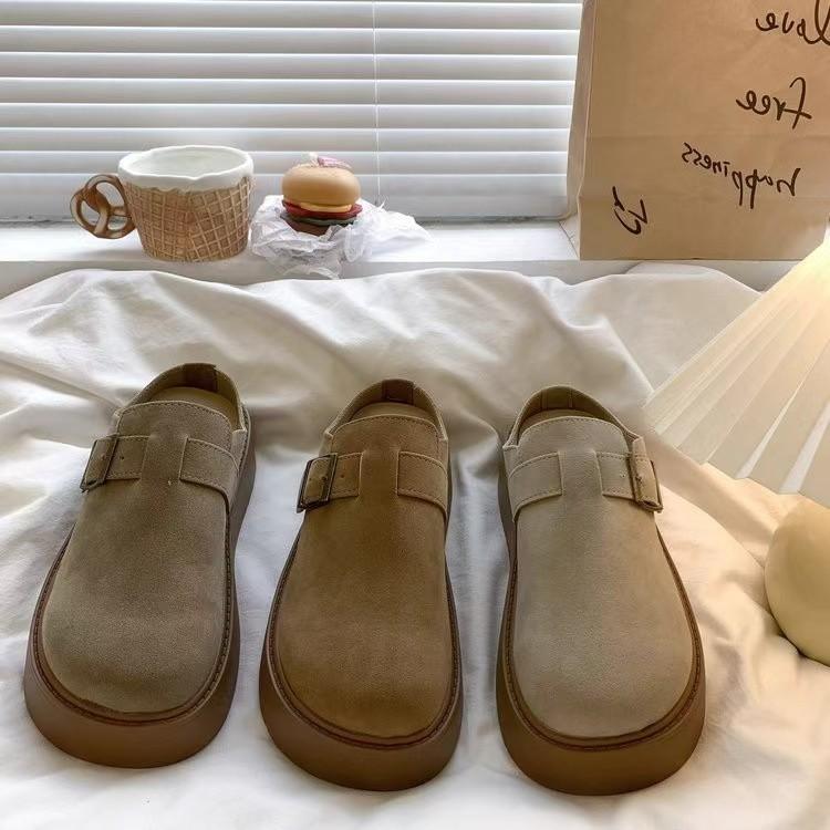Thick-bottomed bag head casual one-pedal half-slippers women's 2025 autumn and winter new wear retro lazy slippers
