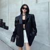 Women's Fall Winter Blazer Coat  Patchwork Loose Oversized Suit Jacket for Women