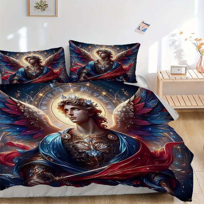 3pcs Anime Angel Wing Comforter Set with One Quilt Cover and Two Pillowcases (No Core) - Festive Gift for Bedroom Decor, Polyester Fabric, Anime Carto