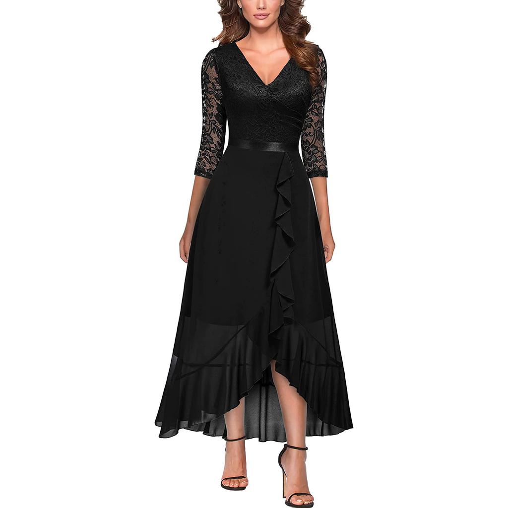 2025 spring and summer new cross-border Amazon European and American women's clothing chiffon small dress skirt lace bridesmaid dress dress