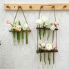 Ins Hydroponic Test Tube Vase Series Wall Mounted Wooden Frame Hydroponics Decorative Container Home Decoration Party Gift Vase