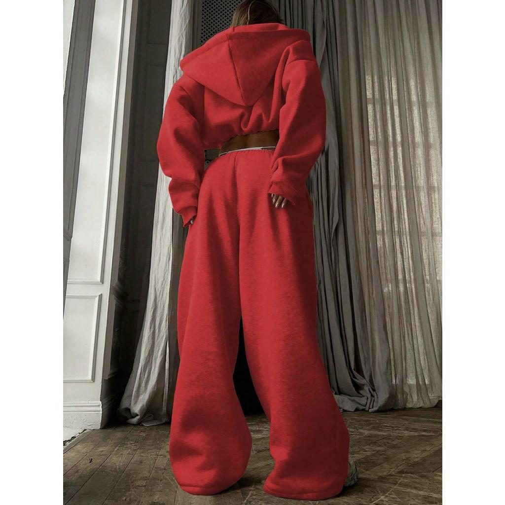 Høst- og vinterdameklær Mote Langermet Sport og Fritid Hettegenser Sett Todelt Sett