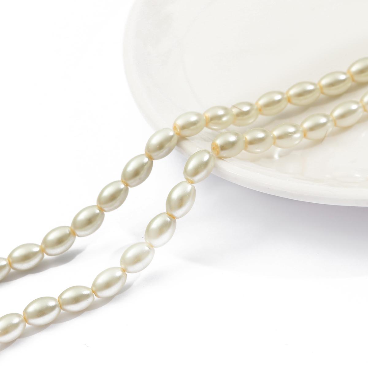 

80 см скляні імітації перлів бісер білі овальні намистини кольору слонової кістки для виготовлення ювелірних виробів DIY намисто браслет сережки Фурнітура 6x8mm слонова кістка