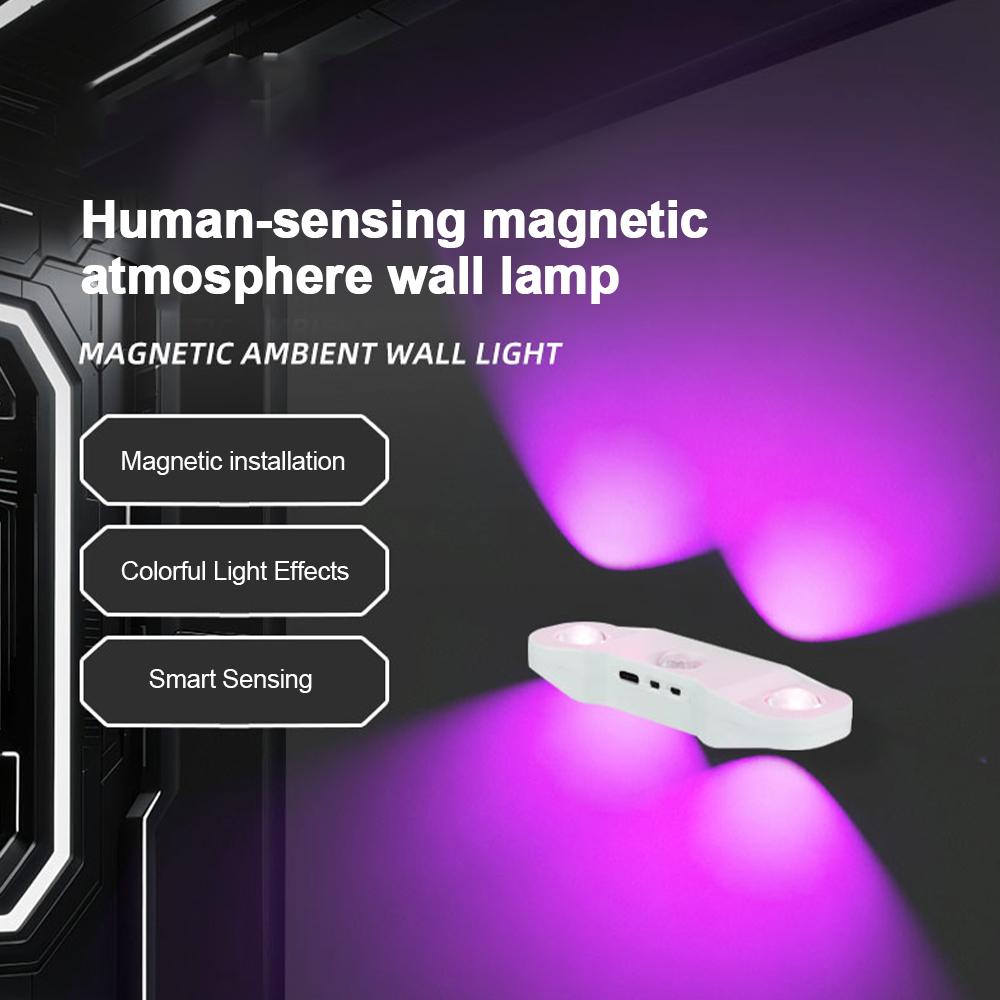 Smart RGB Night Light Magnetic Motion Sensor Rechargeable Wall Lamp for Bedroom Bathroom Closet Garden Home Decor