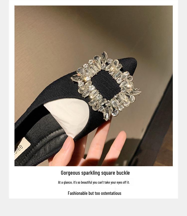 Grape Mom Studio: Spring French Rhinestone Pointed Toe Flats for Women