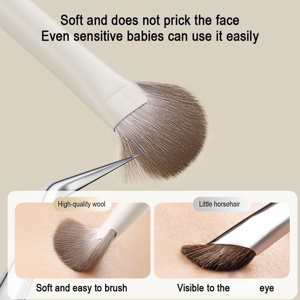 2 Pcs Half Fan-shaped Nose Shadow Brush Portable Angled Nose Contouring Highlighter Powder Brush Make Up Tools