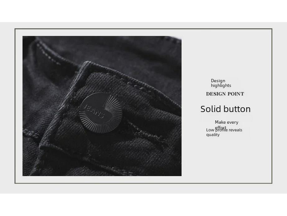 Pánské slim rovné černé džíny - Trendy, klasický mladistvý styl denim