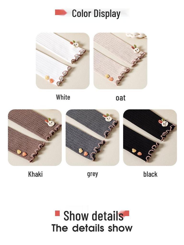 Girls' Fleece-Lined Cable Knit Leggings with Lace Trim for Autumn & Winter