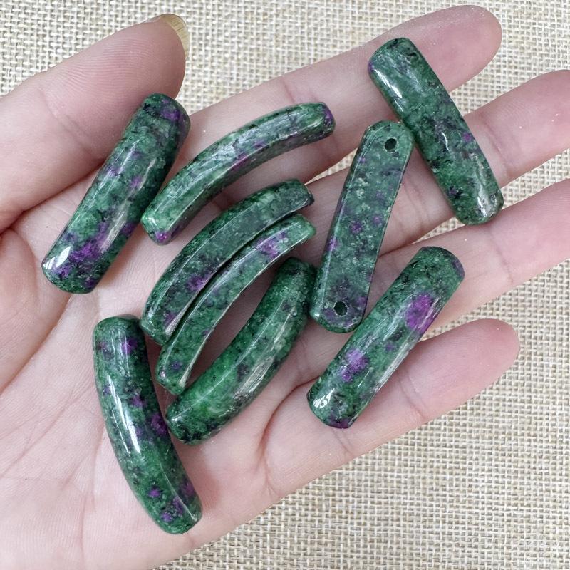 Natural Amethyst & Rose Quartz Bent Tube Connector for DIY Bracelets