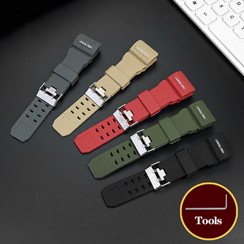 Resin Silikon Klokkereim For Casio Big Mud King GWG-1000GB Svart Gull G-SHOCK GWG-1000 Serie Gummireim med Verktøy Armbånd