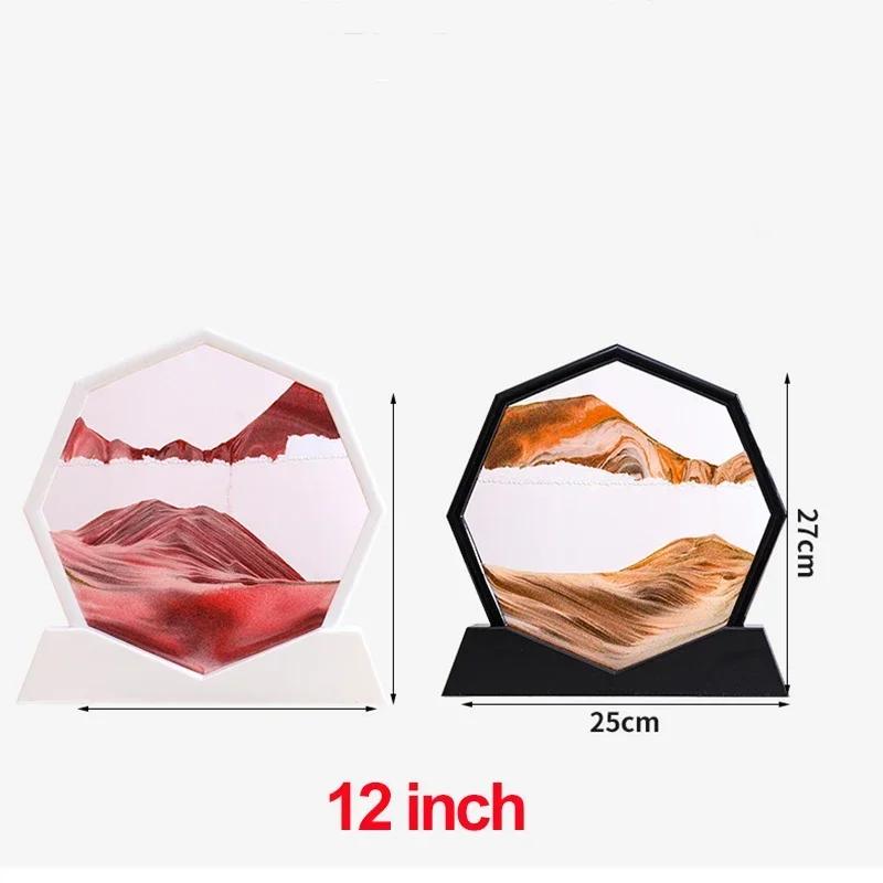 Sandscape Moving Sand Art Picture Quicksand 3D Liquid Hourglass Deep Sea Flowing Sand Painting Frame Office Home Decor Gifts