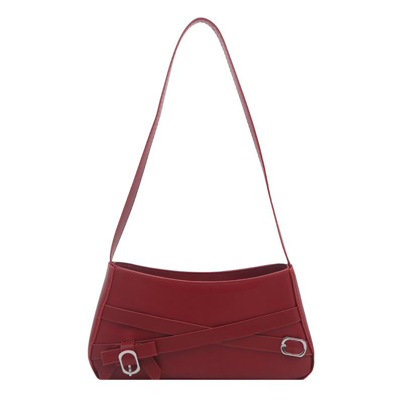 Décoration de ceinture rétro grande capacité hiver nouveau mode décontracté couleur unie sac à bandoulière portable sac sous le bras femmes