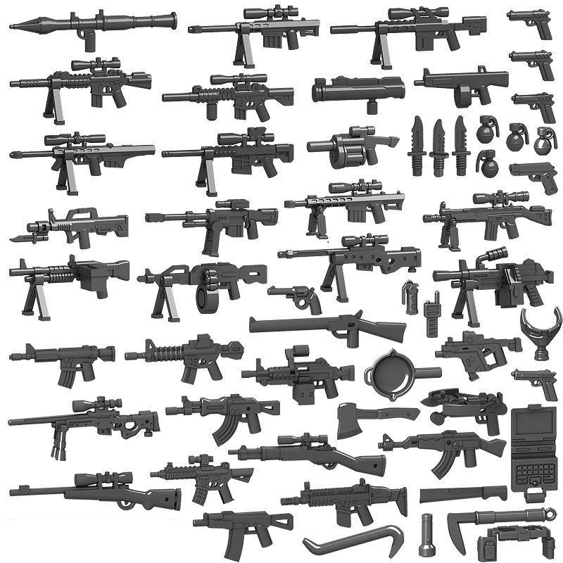 Non-Toxic 25/50/100Pcs Ww2 Military Army Police Solider Swat Weapons Cannon Building Blocks Moc Figure Accessories Model Bricks Diy Toy