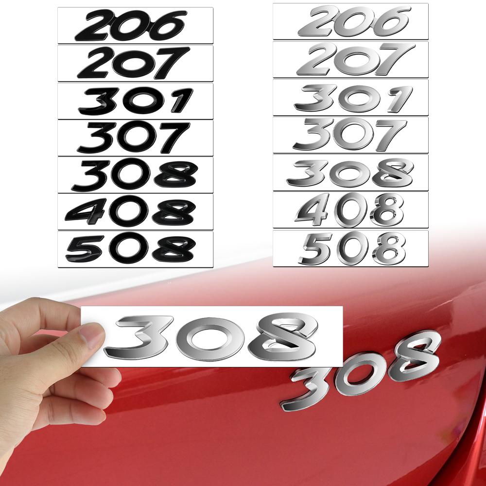 Autocollants Emblèmes de Coffre de Carrosserie de Voiture ABS 3D Pour Peugeot 206 207 301 307 308 408 508 2008 3008 5008 107 Badge Lettre Autocollant Accessoires