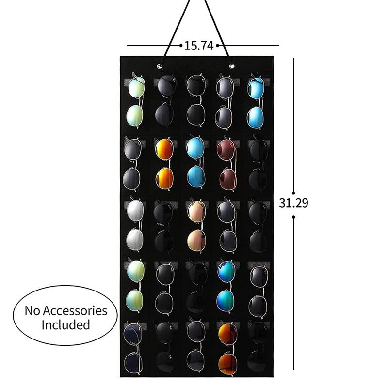Sunglasses Organizer Storage With Sturdy Rope Felt Hanging Sunglasses Holder For Wall Display 25 Slots Sunglasses Organizer