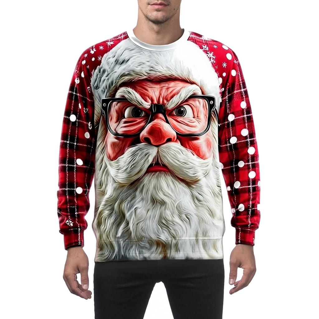 Men's Christmas Printed Round-neck Sweatshirt, Men's Fashionable Casual Pullover, Christmas Long-sleeved Sweatshirt