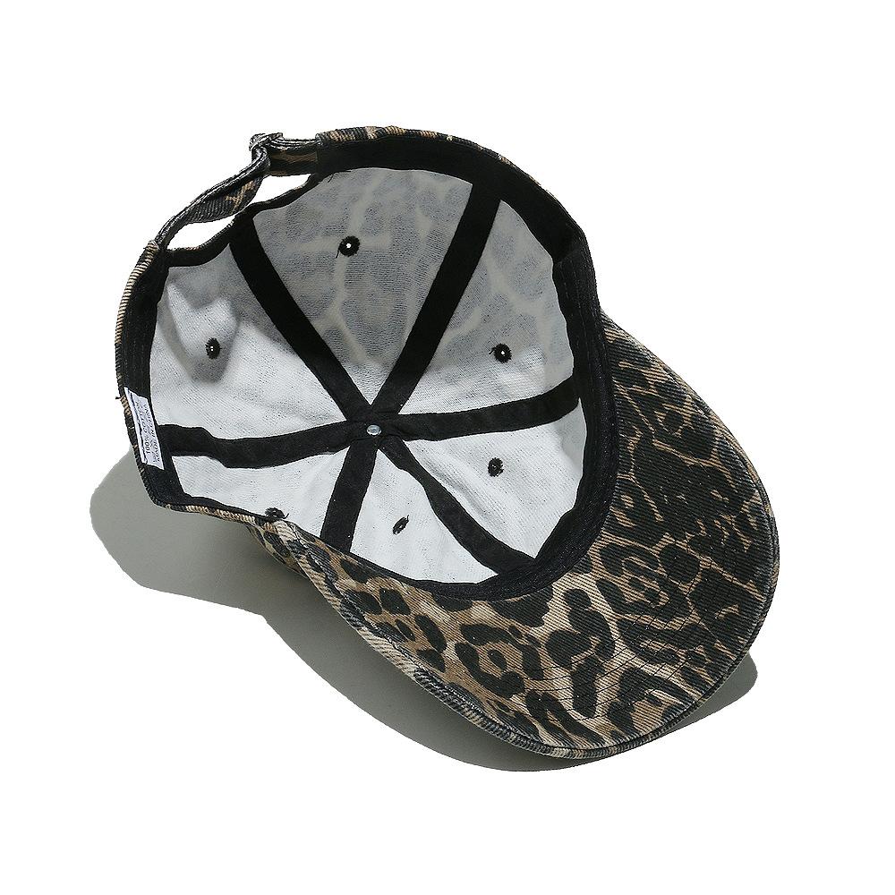 Vintage Leopard Print Baseball Cap for Women Men, Washed Cotton Adjustable Sun Hat Y2K Streetwear