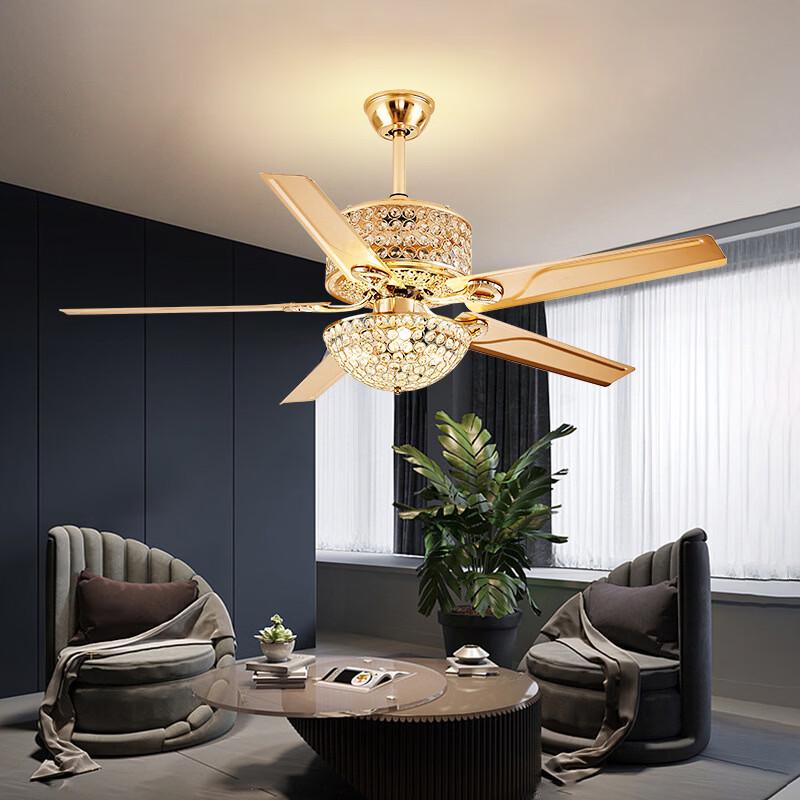 MengPao American Light Luxury Crystal Ceiling Fan with Light