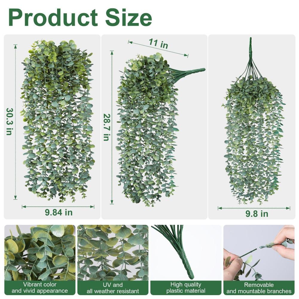 Green Eucalyptus Artificial Plants Vines Long Vines Vibrant Color Leaves Simulation Eucalyptus Branches Removable Plastic