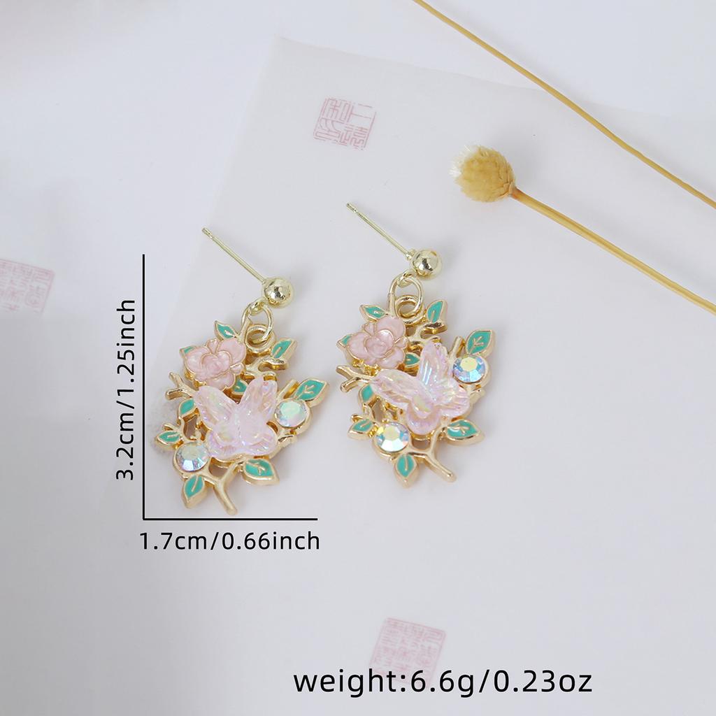 Vintage Floral Butterfly Earrings in Soft Pastel Shades for Women