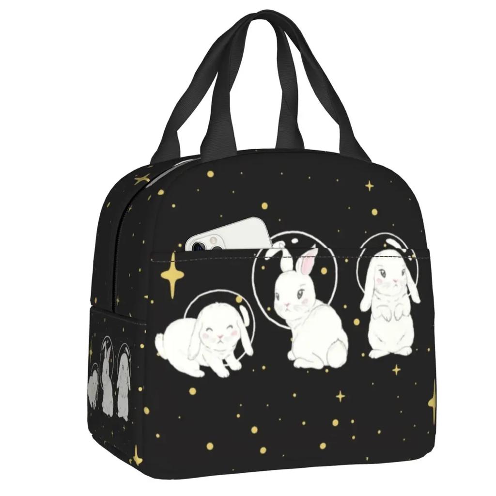 Bunny Pattern Lunch Box for Women Multifunction Rabbits Cooler Thermal Food Insulated Lunch Bag Office Work