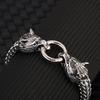 Stainless Steel Viking Wolf Head Bracelet with Franco Link Chain for Men