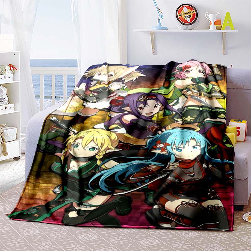 Die 3D-gedruckte "Sword Art Online" Flanelldecke ist warm, bequem und weich, geeignet für den Einsatz in Schlafzimmern, Betten, Sofas, 001
