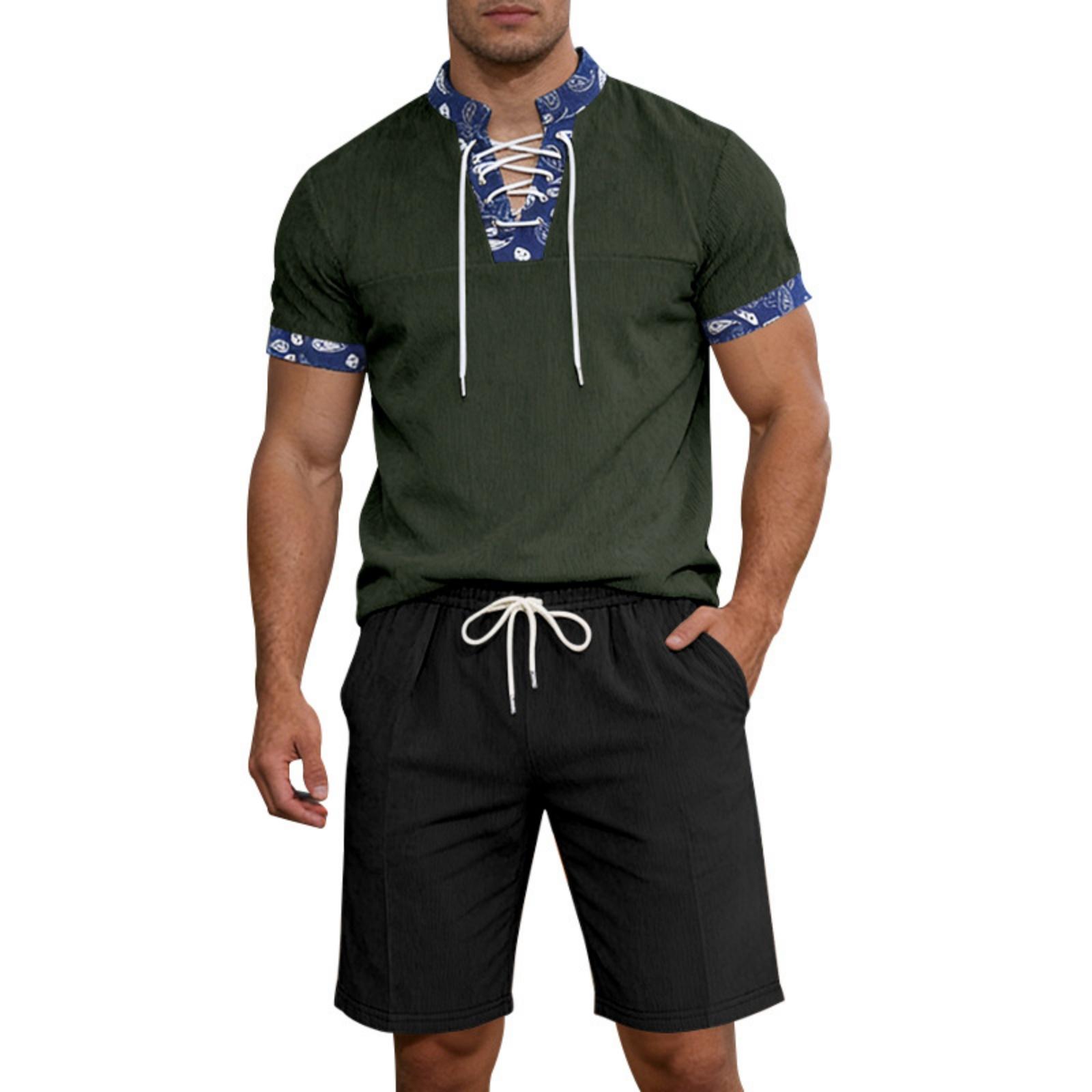 

Men s Tether T-shirt Casual Shirt Shorts Set L