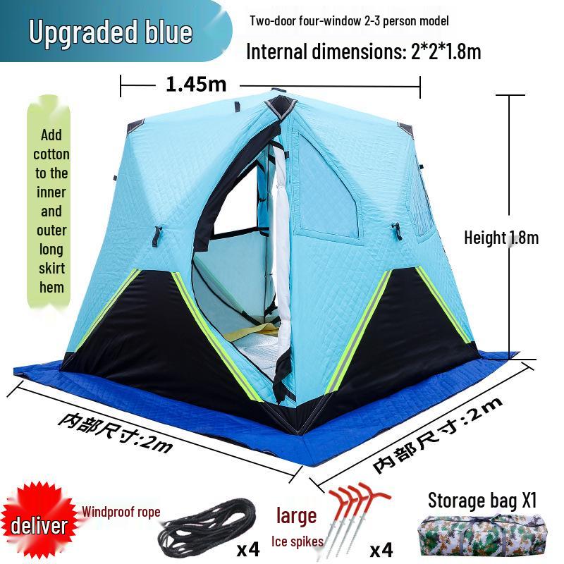 Instant Open Fully Automatic Winter Fishing Tent - No Assembly Needed, Thickened for Warmth and Cold Protection, Ideal for Camping and Ice Fishing.