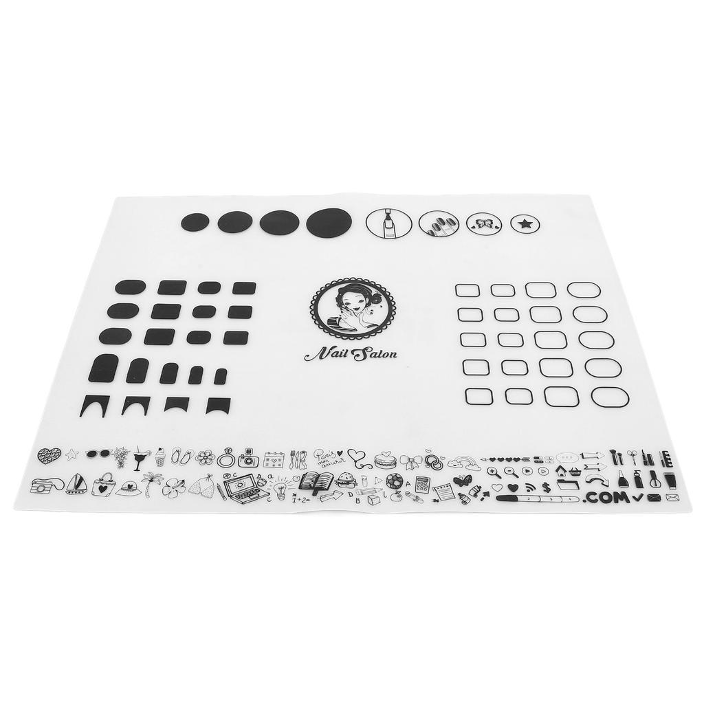 Silicone Nail Art Practice Mat Reusable Nail Polish Pads Washable Foldable Nail Art Fill Color Mat