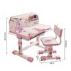 Kids Functional Desk and Chair Set Height Adjustable Children School Study Table Chair Set with Cartoon Pattern Ergonomic Desk Chair (Pink, Blue)