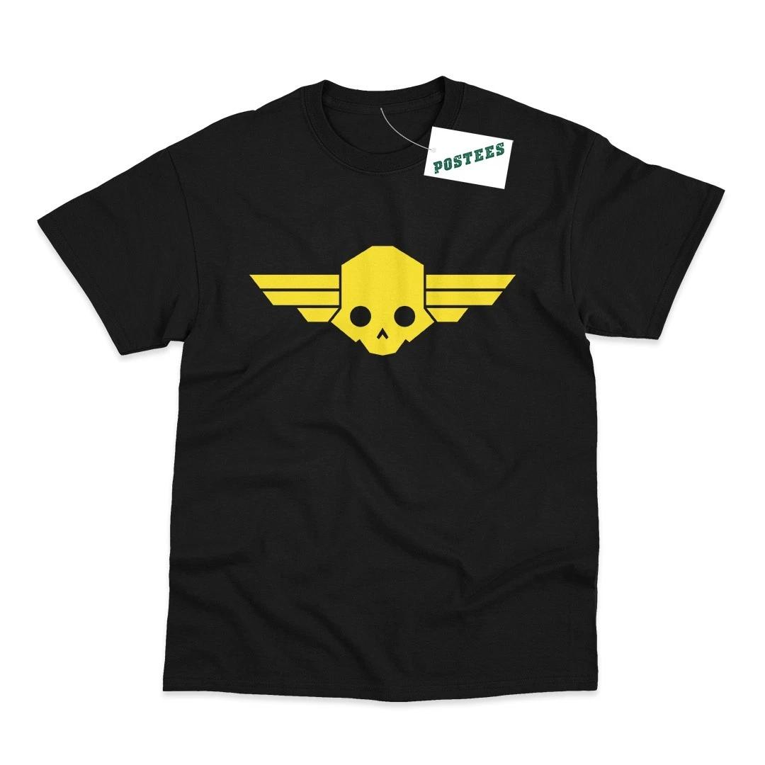 Skull Logo Inspired by Helldivers Gamer Printed T-Shirt L
