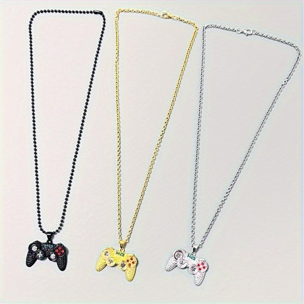 3-Piece Game Controller Necklace Set - Hip-hop Style Gaming Jewelry for Boys, a Creative Holiday Gift.