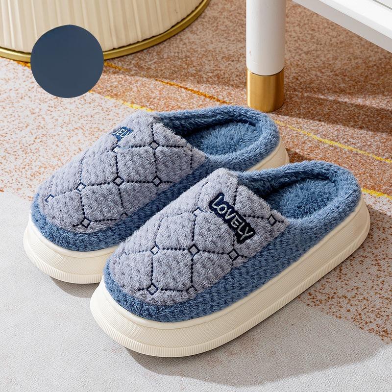 Thick Soled Cotton Slippers for Home Warmth and Non-slip