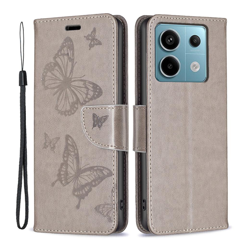 For Xiaomi Redmi Note 13 Pro 5G/Poco X6 5G Case Butterfly Imprinted PU Leather Phone Cover