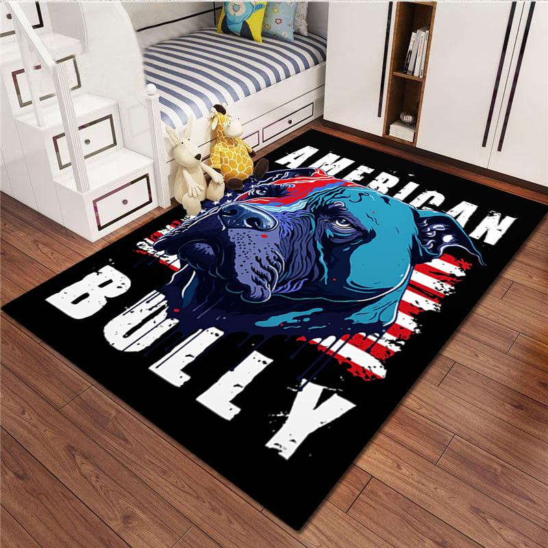1Pc Pit Bull Print Rug - Computer Chair Area Rug Home Decoration Carpet For Living Room Bedroom Flooring Mat