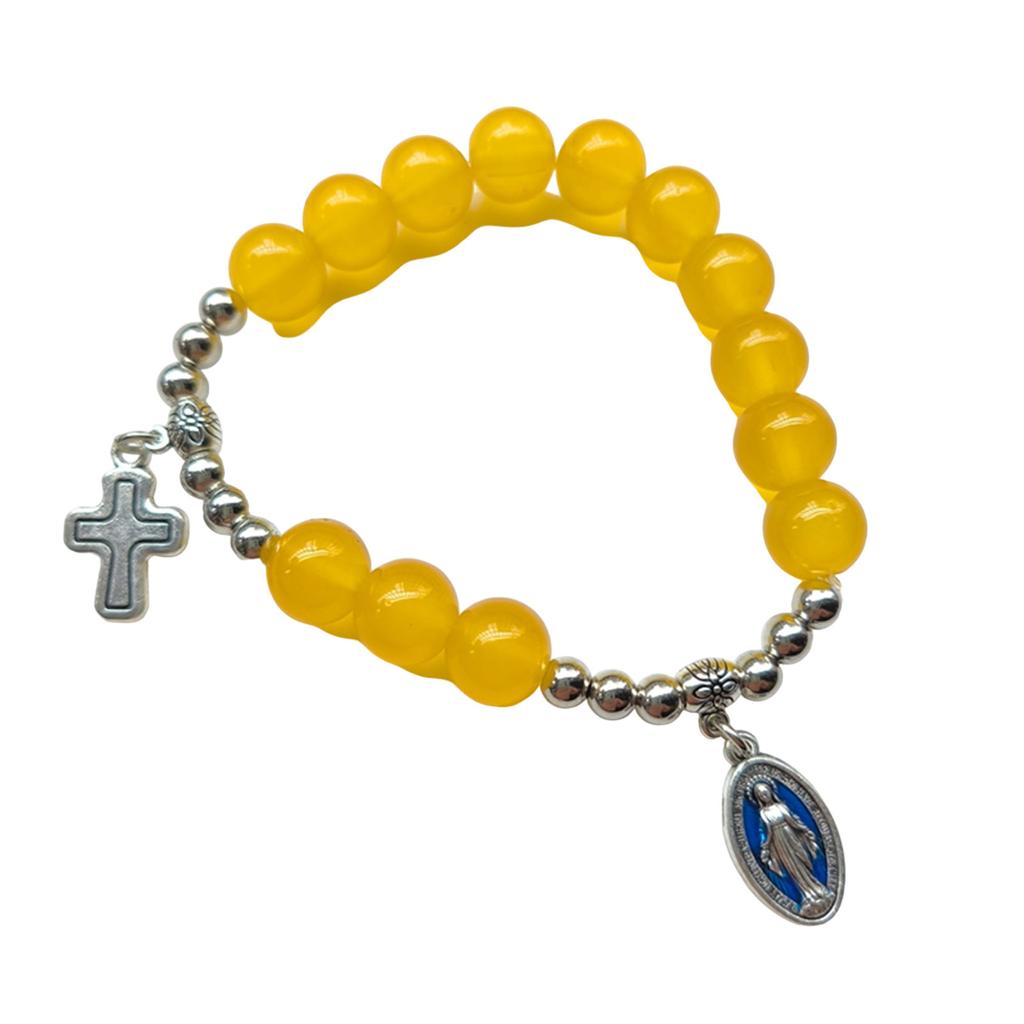 Elegant Crystal Beaded Bracelets Cross Bracelets Stretch Bracelets Rosarys Cross Pendants Bracelets for Daily Wear