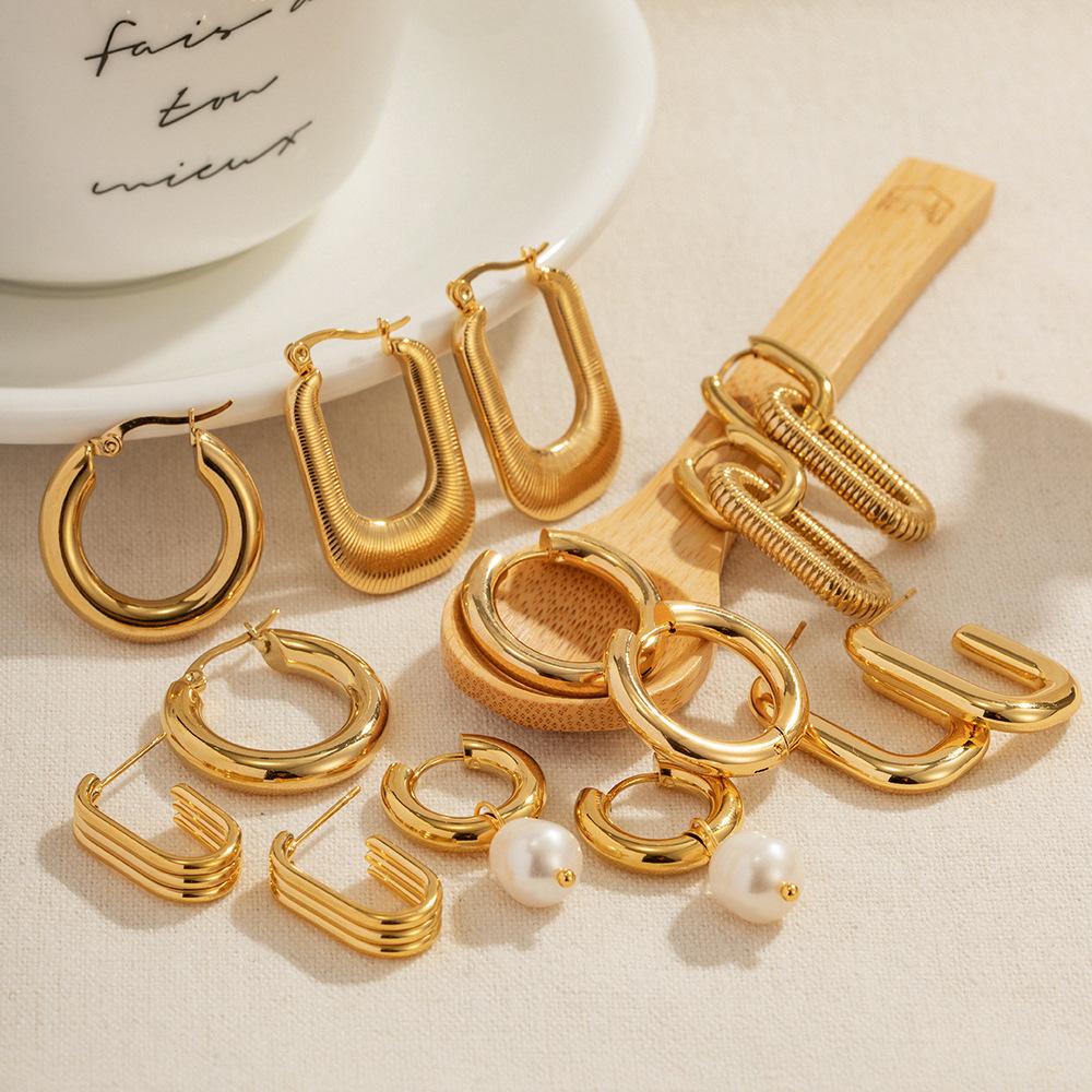 Simple Gold Hoop Earrings Minimalist Elegant Hypoallergenic Non-Tarnish Earrings for Women