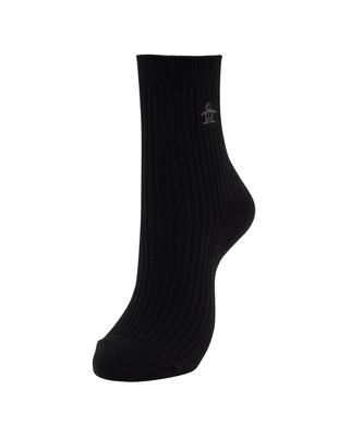 Munsingwear MG5SSO00L Golf Regular Penguin Antibacterial and Odor BK01 Women's Socks, Length, Embroidery, Resistant, Black,