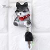 Nail Free Socket Hanger Puppy Power Outlet Hook, Self Adhesive Wall Mounted Cord Organizer, Resin Cute Decor for Wires Cable Management Holder