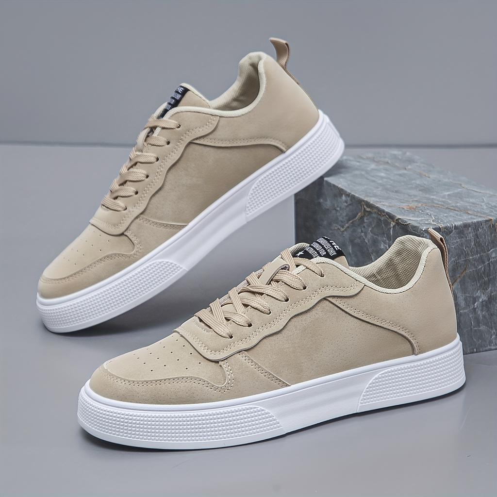 [Sneakers da Uomo Verdi] Sneakers Casual da Uomo Verde Oliva con Lacci | Fodera in Tessuto Traspirante, Suola Resistente in PVC e Suola Bianca per il Comfort di Tutto il Giorno