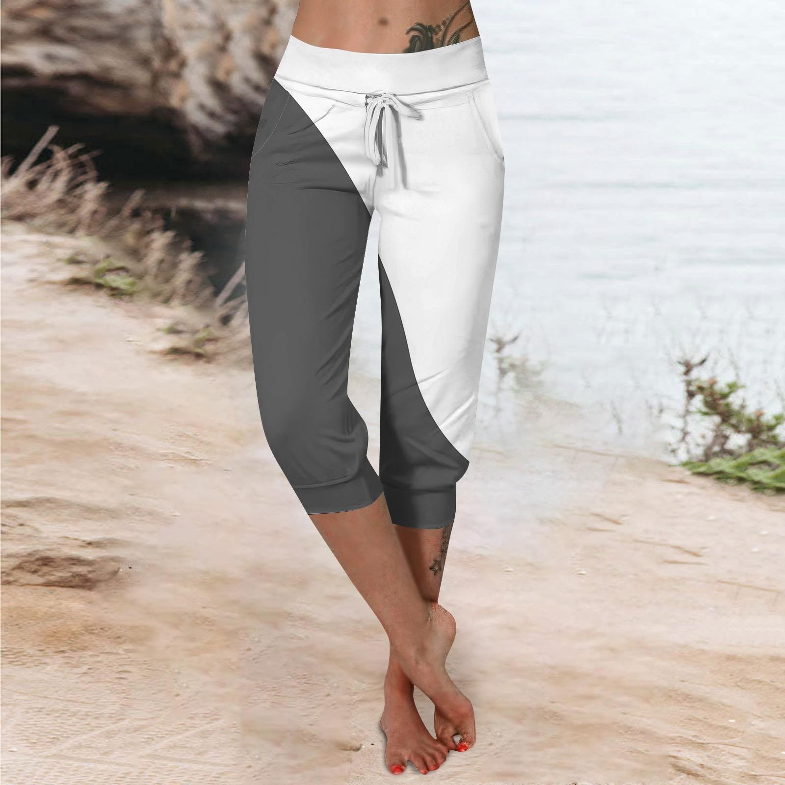 

Брюки для женщин, укороченные шорты для женщин, летние новые повседневные эластичные модные повседневные брюки XXXXXL серый