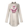 Women's Fashionable Loose-Fit High-Neck T-Shirt With Christmas Print Long-Sleeved Top