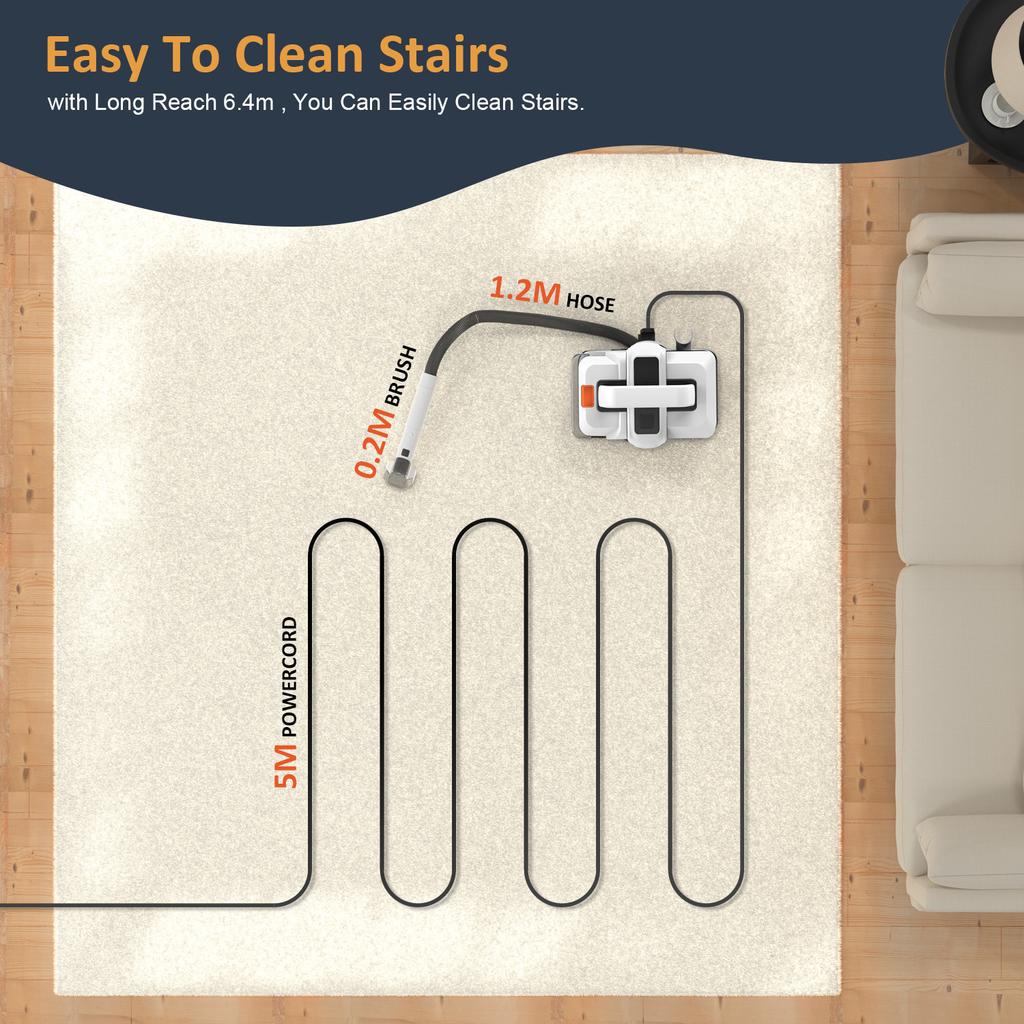 750W 15Kpa Handheld Carpet Cleaner Corded Spot Clean Machine Wet Fabric Carpet Sofa Cleaning Pet Portable Car