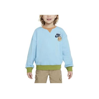 Sportswear Color Block Logo Crewneck Kids Tops Sky-Blue HF8120-400