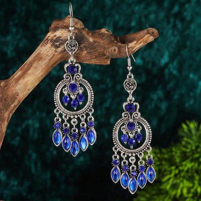 Exquisite Rhinestone Tassel Earrings - Retro Ethnic Style for Women