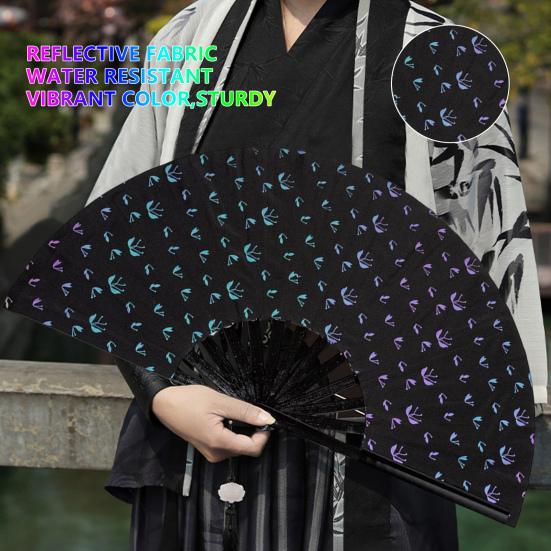 Folding Fan Portable Lightweight Decorative Bamboo Frame Reflective Butterfly Performance Hand Fan Party Decor