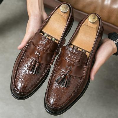 Luxury Designer New Men Tassels Thick Bottom Black Brown Shoes Moccasins Wedding Prom Homecoming Party Footwear Zapatos Hombre