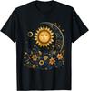 Mystic Sun and Moon Floral Graphic T-Shirt Men Casual Print O-Neck Breathable Trip Tee